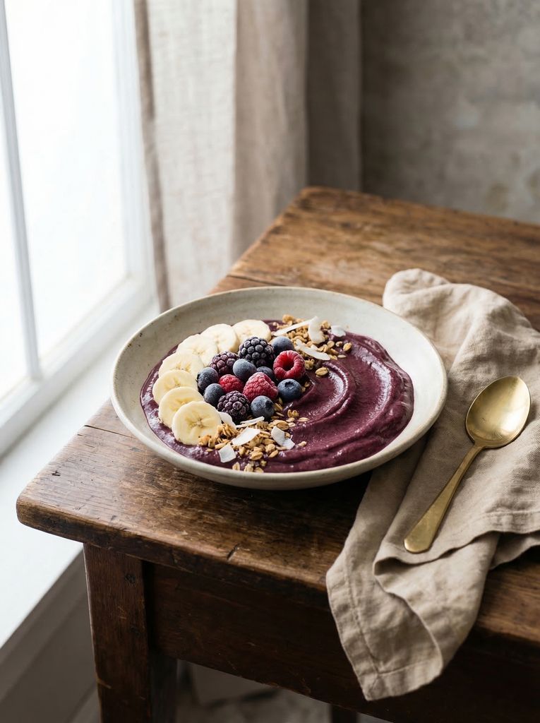 Acai Smoothie Bowl, plated (AI-generated illustration)