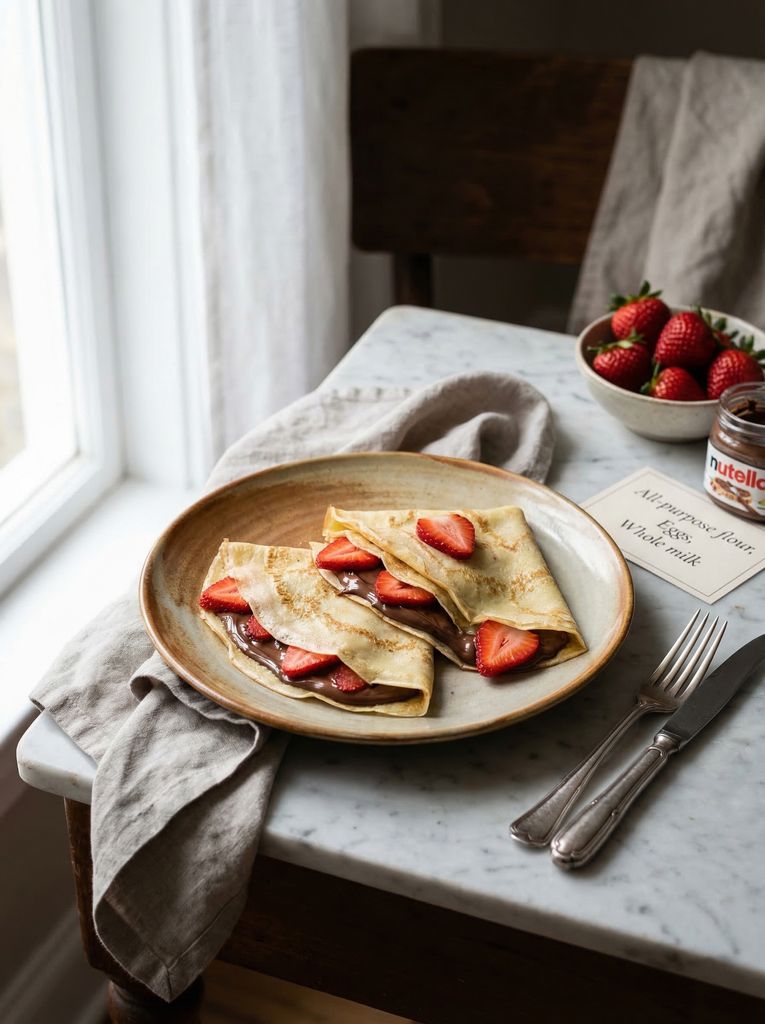 French Crepes with Nutella and Strawberries