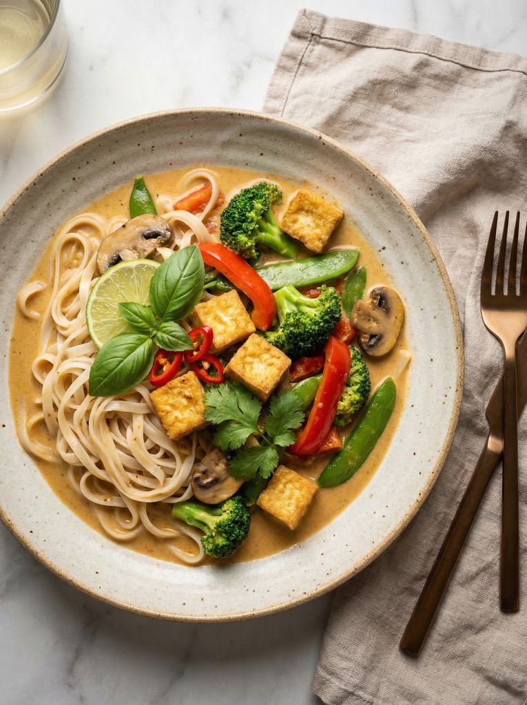 Vegetable and Tofu Curry Noodles