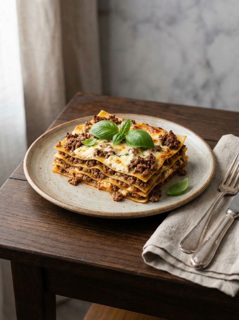 Classic Lasagna, plated (AI-generated illustration)