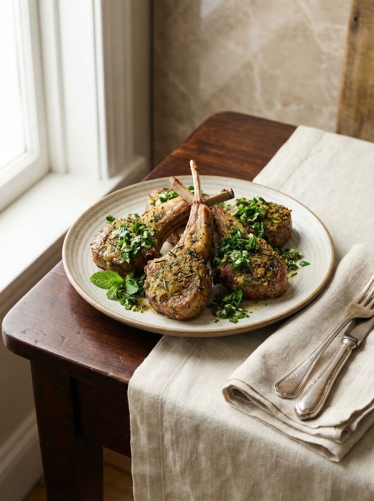 Herb-Crusted Lamb Chops with Mint Gremolata