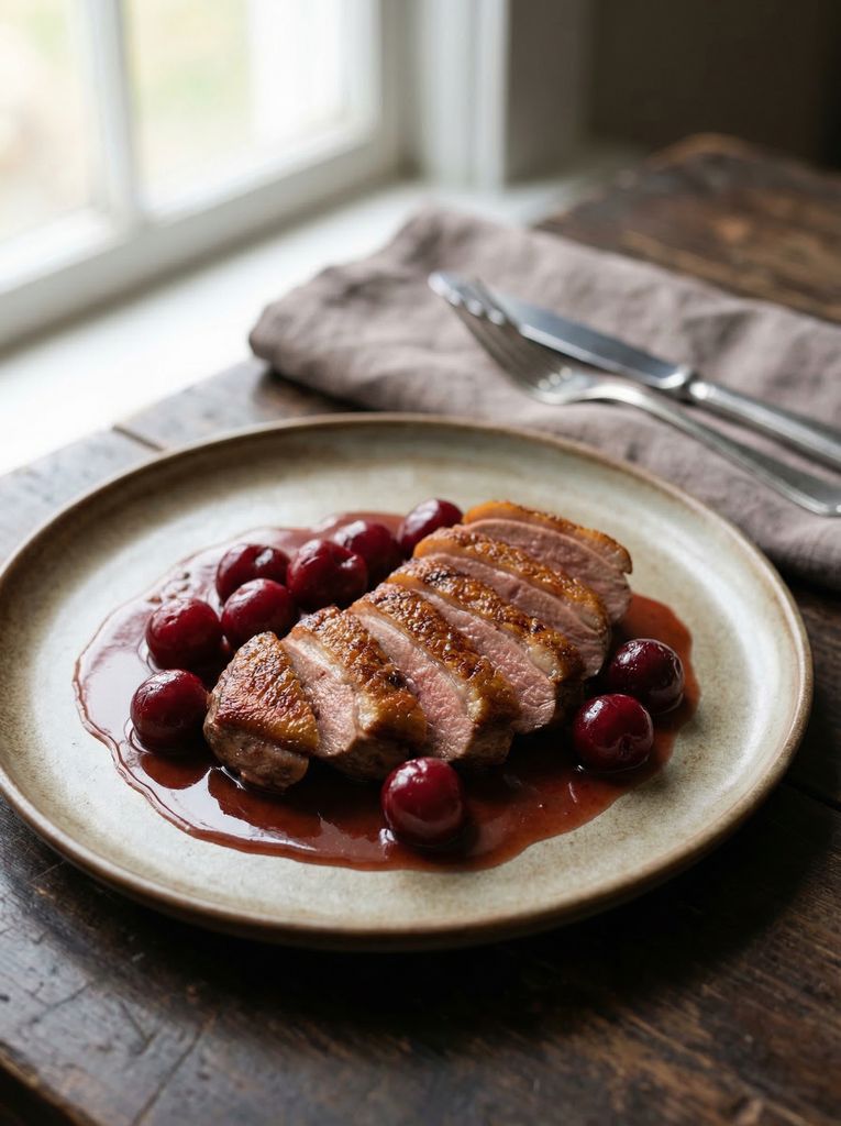 Pan-Seared Duck Breast with Cherry Reduction