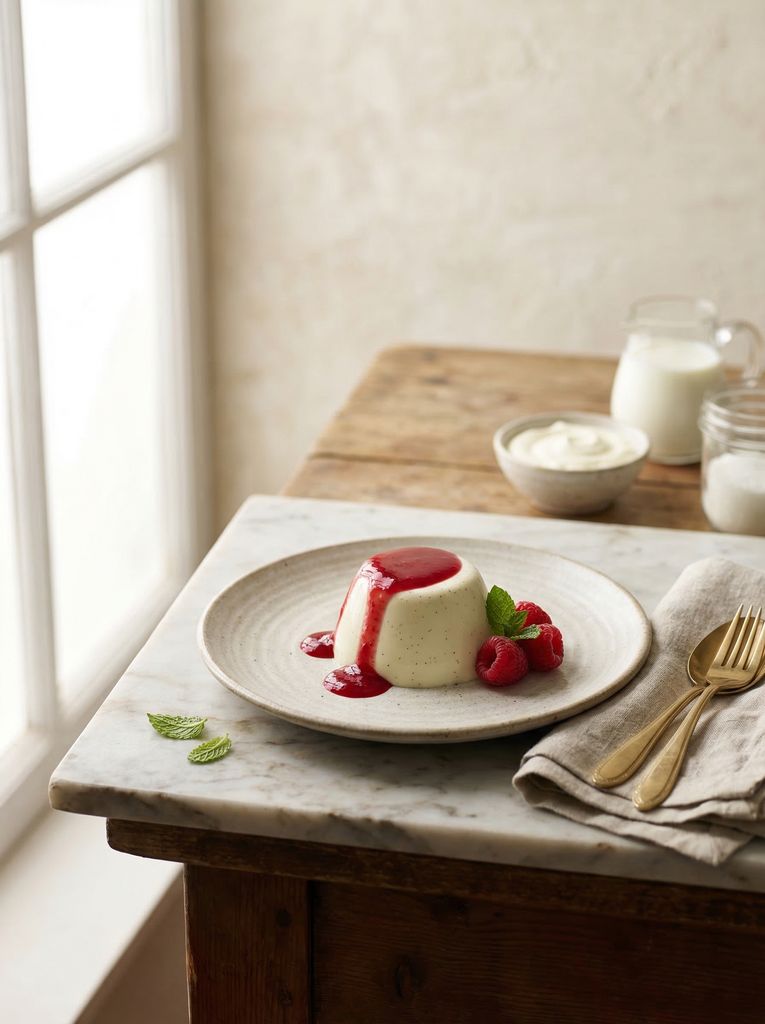 Panna Cotta with Raspberry Coulis