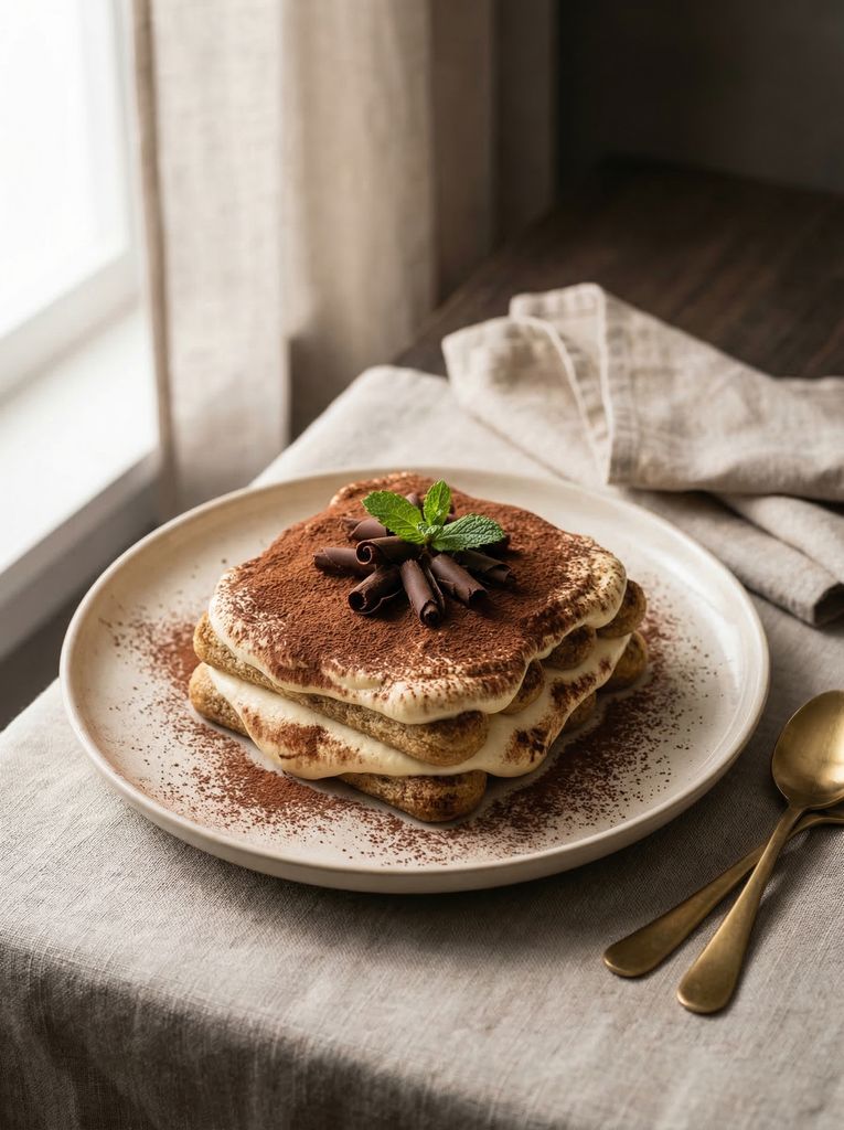 Tiramisu for Two, plated (AI-generated illustration)