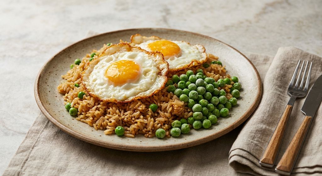 Egg Fried Rice, plated (AI-generated illustration)