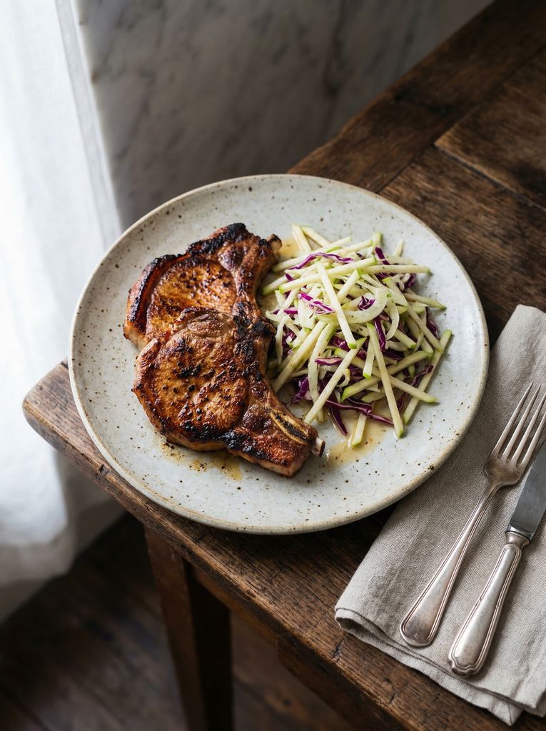 Pork Chops with Apple Slaw