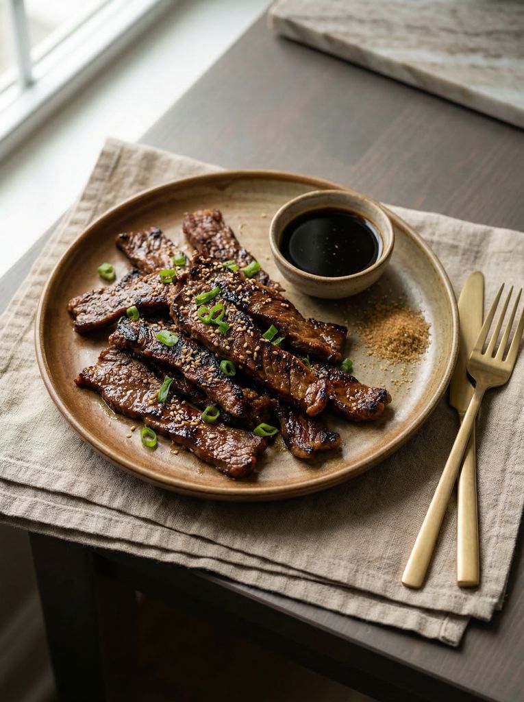 Quick Beef Bulgogi, plated (AI-generated illustration)