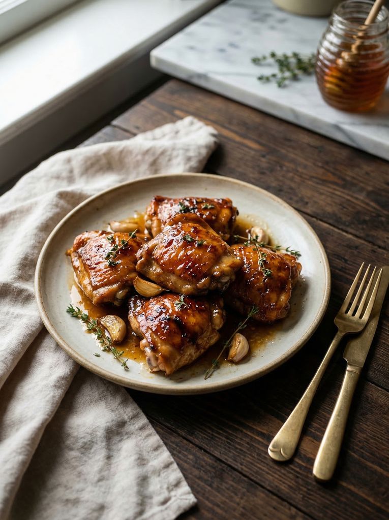 Honey Garlic Chicken Thighs, from the 5 Ingredients or Less cookbook