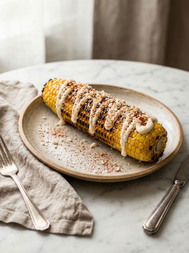 Mexican Elote, plated (AI-generated illustration)