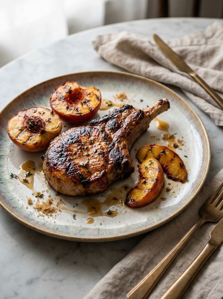 Grilled Pork Chops with Peach Glaze