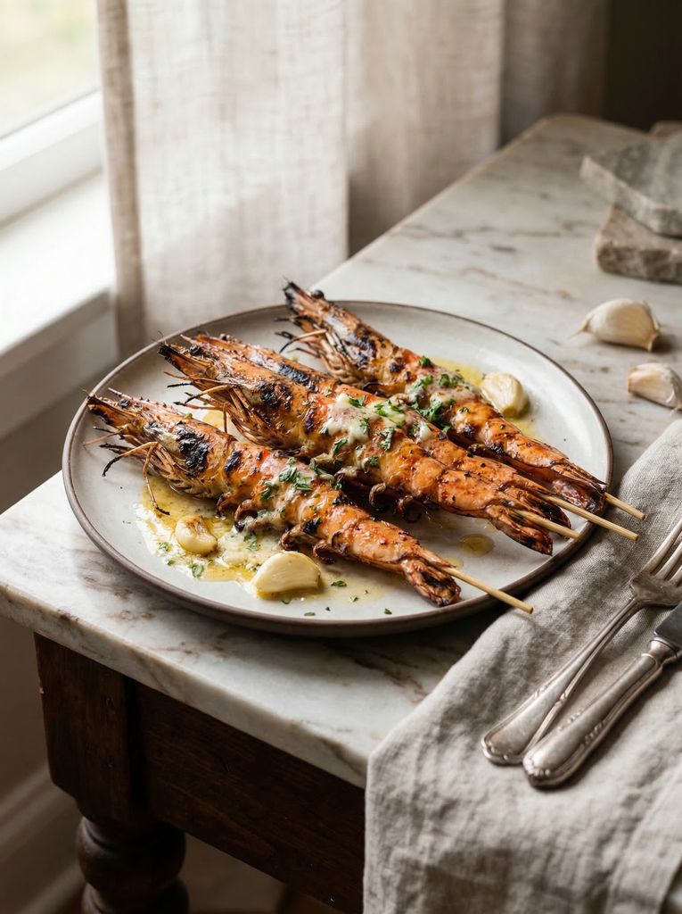 Grilled Shrimp Skewers with Garlic Butter