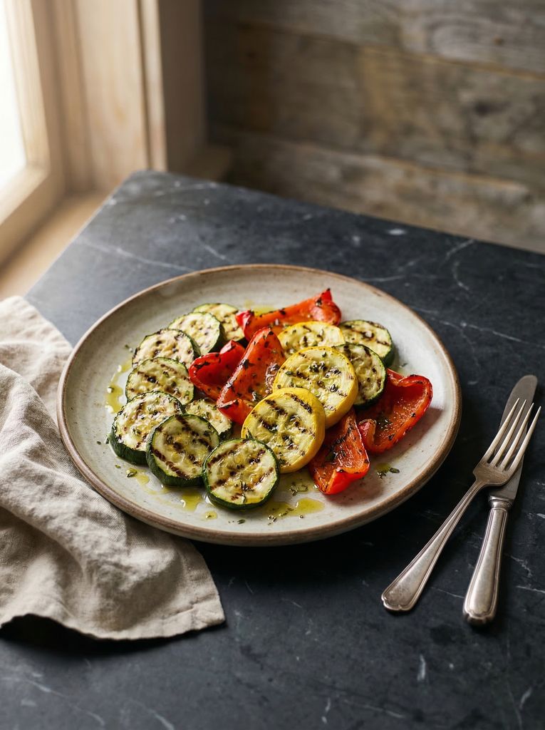 Grilled Vegetable Platter, plated (AI-generated illustration)