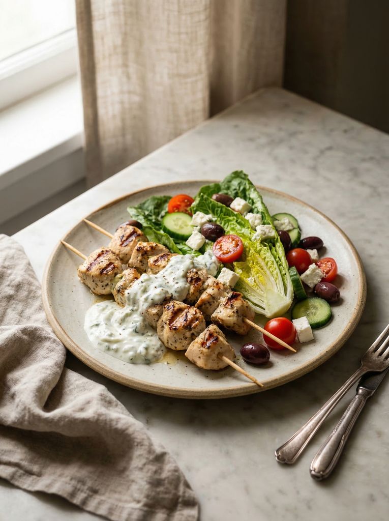 Greek Chicken Souvlaki Salad