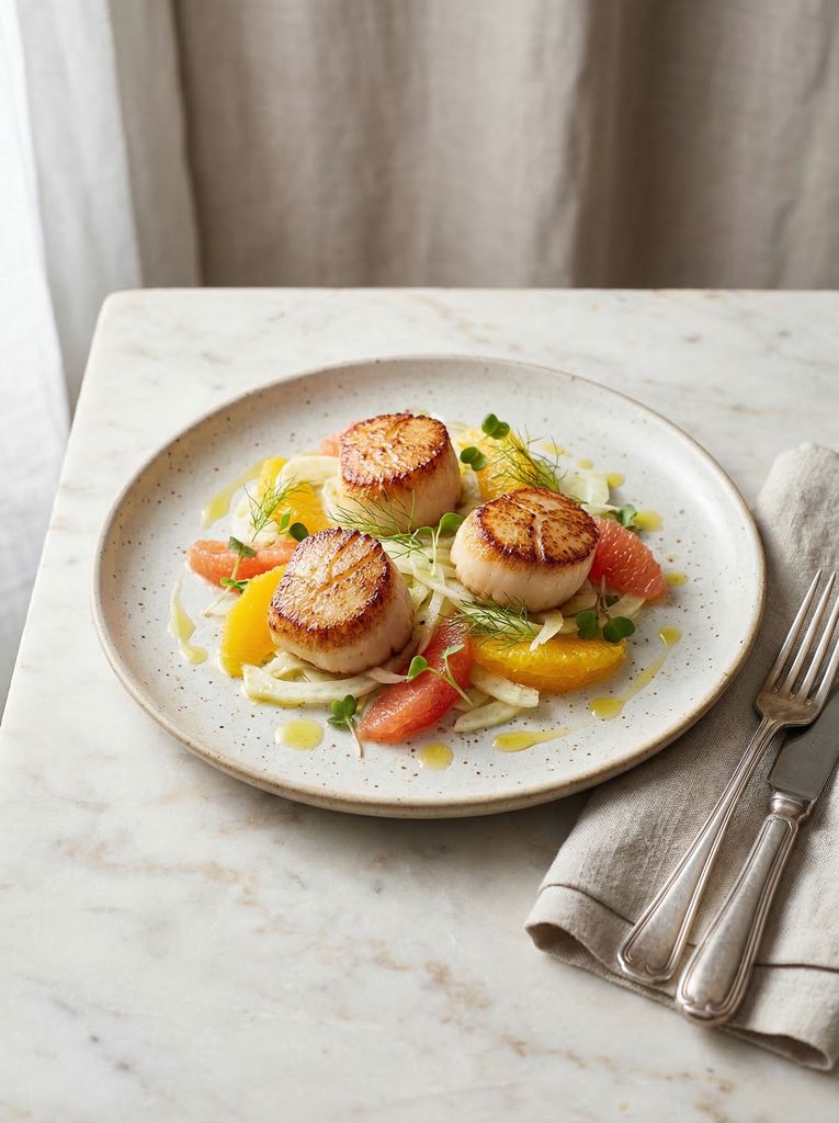 Seared Scallops with Citrus Fennel Salad