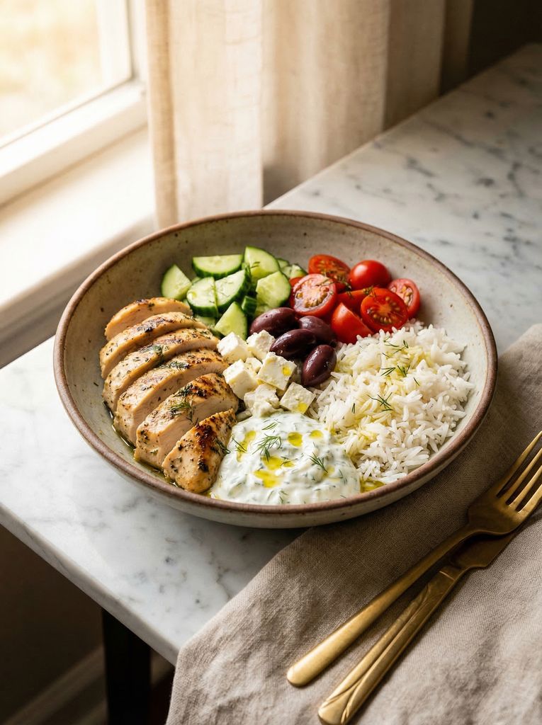 Greek Chicken and Rice Bowls