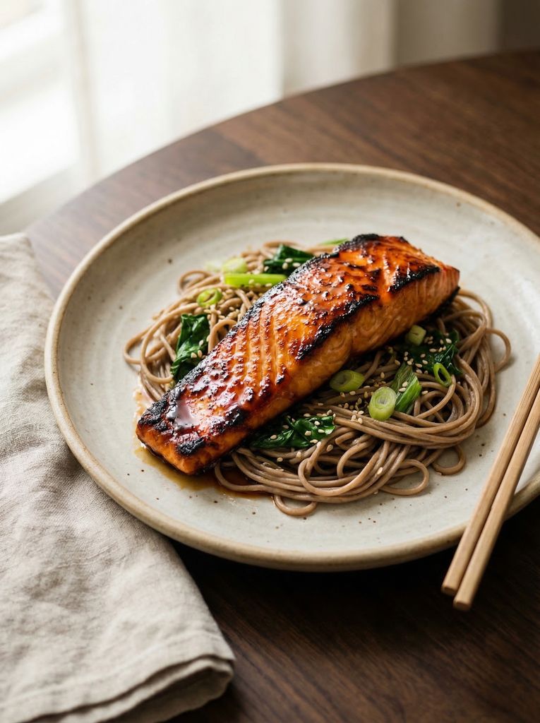 Japanese Teriyaki Salmon with Soba Noodles