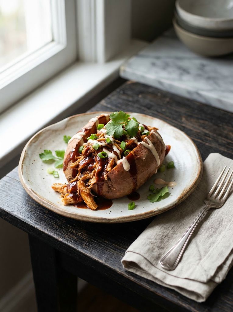 Pulled BBQ Chicken Stuffed Sweet Potatoes