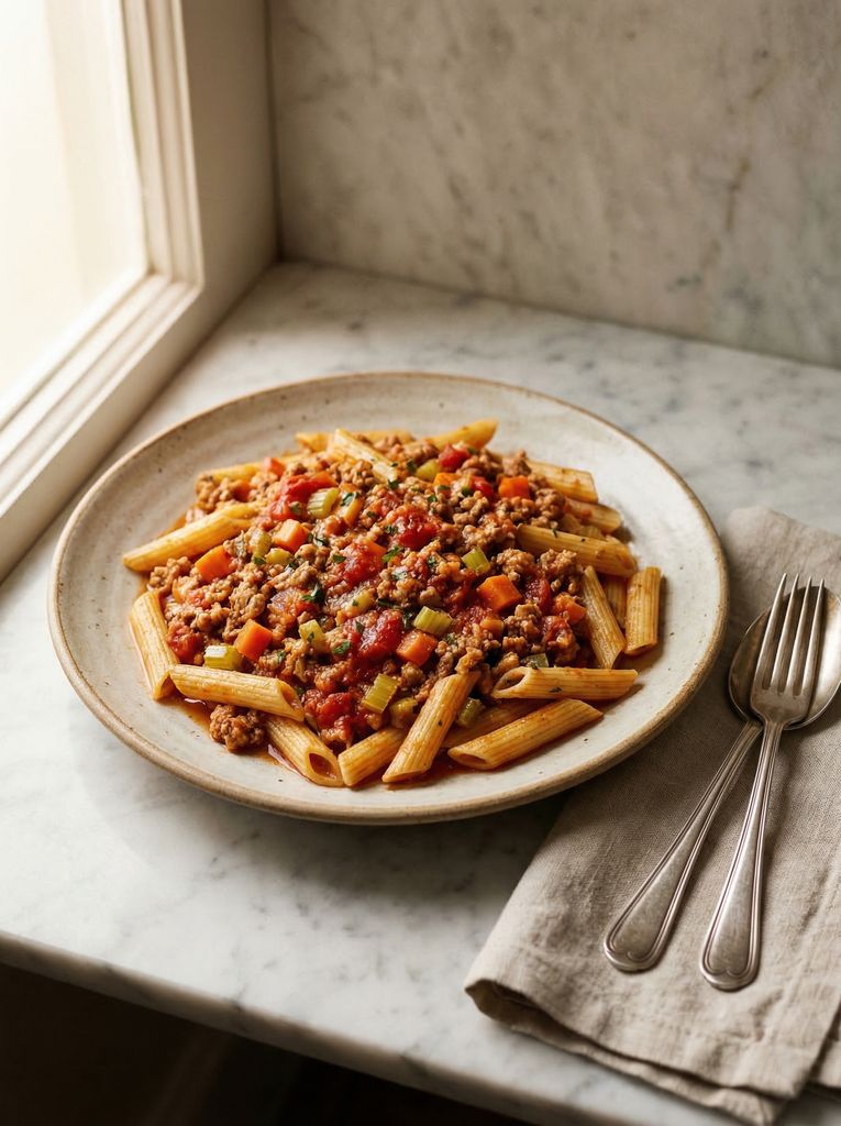 Turkey and Vegetable Bolognese with Penne