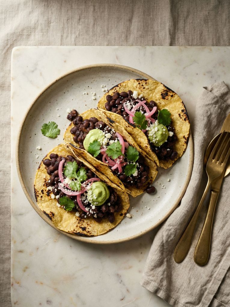 Black Bean Tacos with Avocado Crema