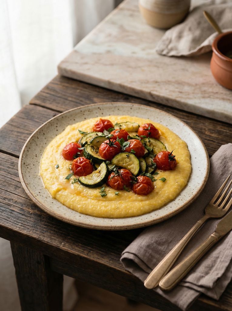 Creamy Polenta with Roasted Vegetables