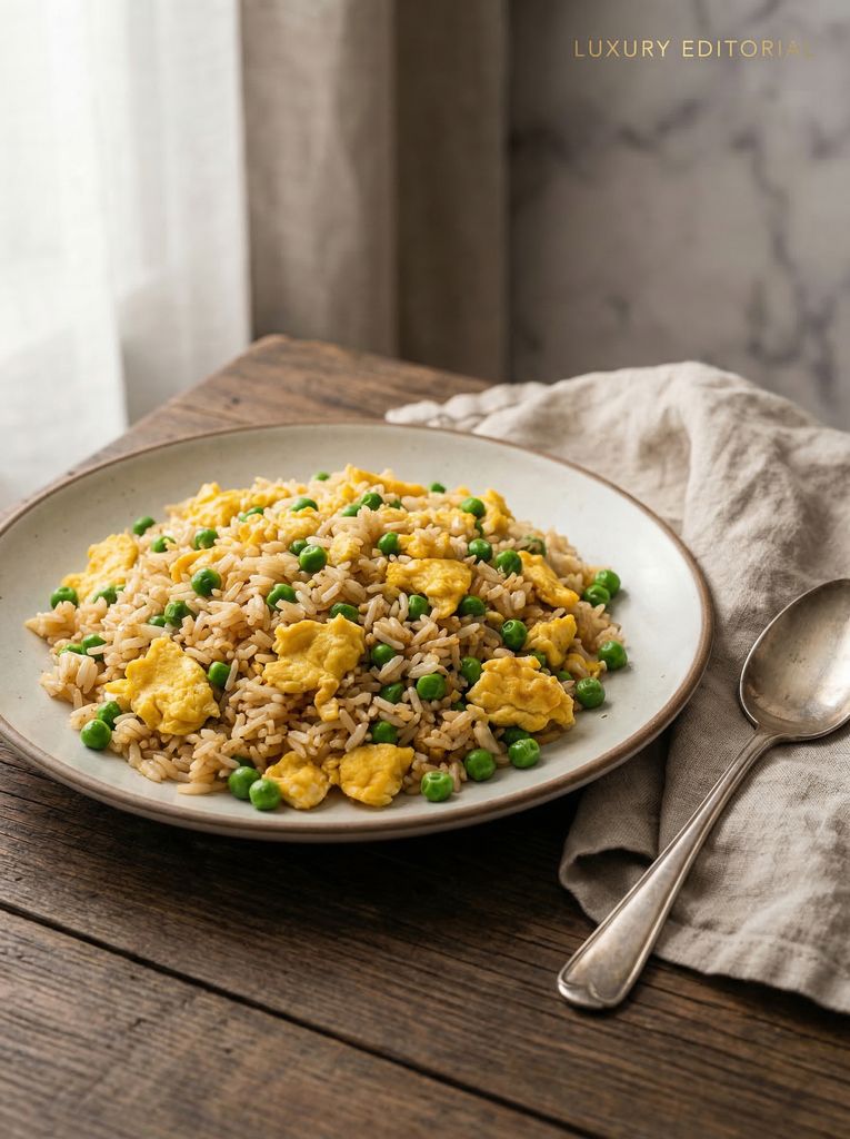 One-Pan Egg Fried Rice, plated (AI-generated illustration)