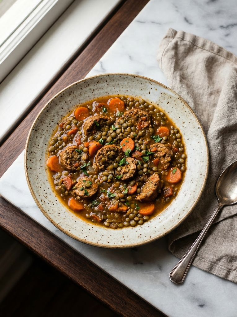 One-Pan Lentil and Sausage Soup