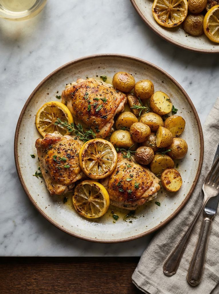 Sheet Pan Lemon Herb Chicken Thighs with Potatoes, from the One-Pan Wonders cookbook