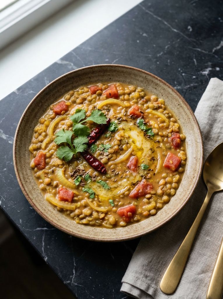 Instant Pot Dal Tadka, plated (AI-generated illustration)
