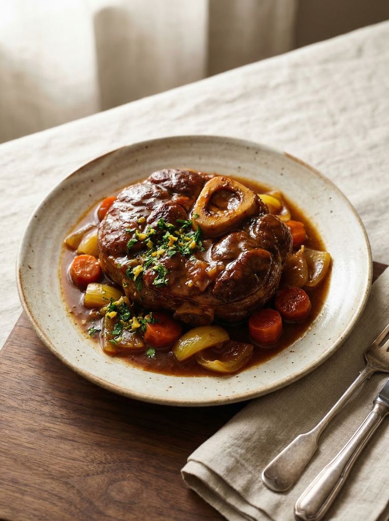Slow Cooker Osso Buco, plated (AI-generated illustration)