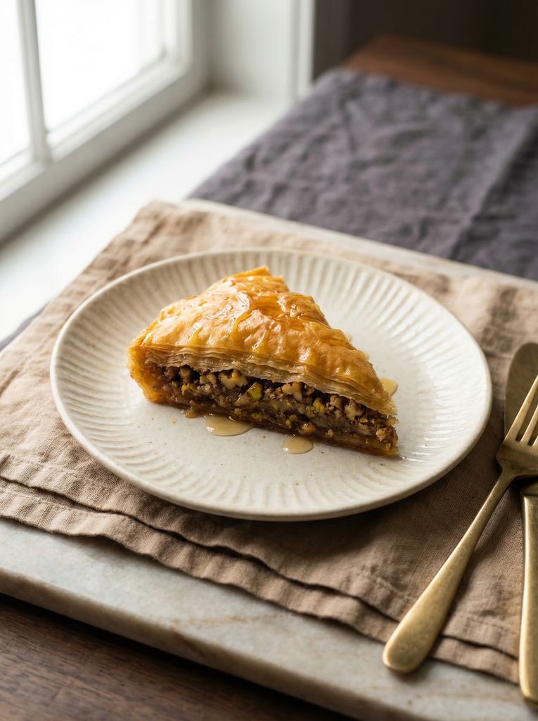 Baklava, plated (AI-generated illustration)