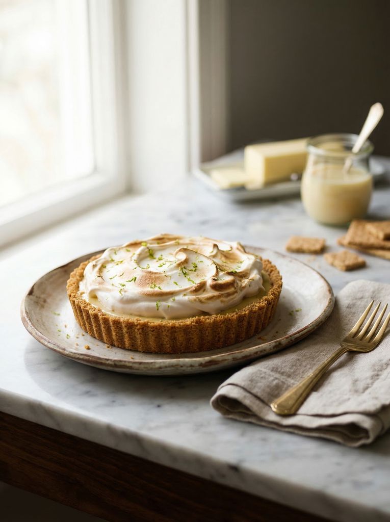 Key Lime Pie, plated (AI-generated illustration)